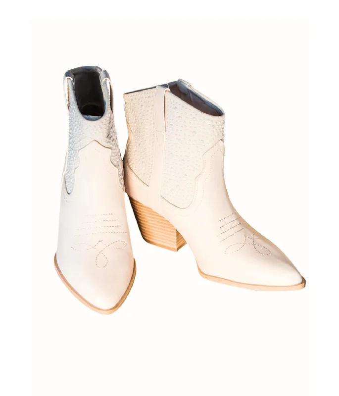 Women's Glitter - Embellished Ankle Boots in Gold for a Sparkly Party LookWomen's Vaca Pearl Bootie In Cream Women's Glitter - Embellished Ankle Boots in Gold for a Sparkly Party LookWomen's Vaca Pearl Bootie In Cream